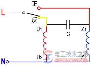 單相異步電動機原理與主副繞組的接線圖